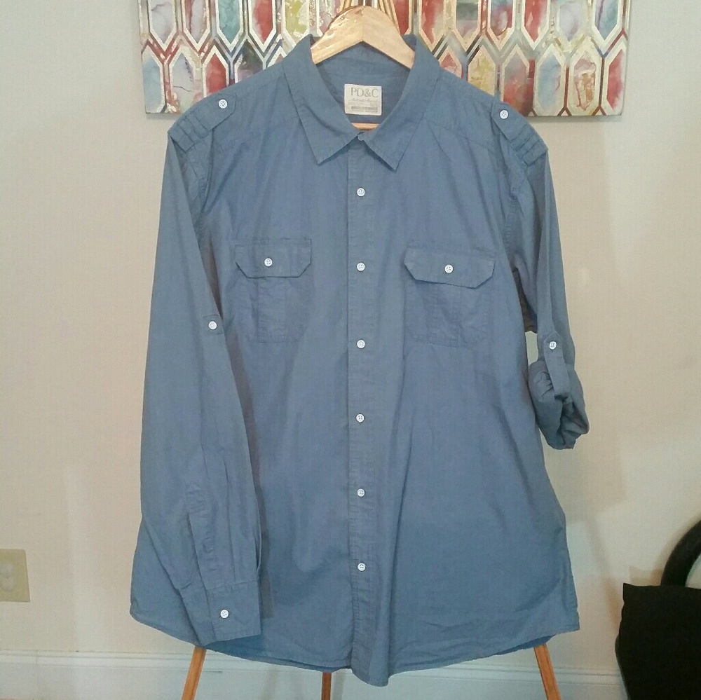 Blue Casual Button Down Shirt