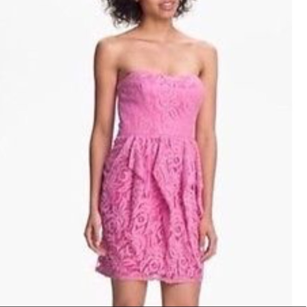 Jessica Simpson Pink Pointed Ruffle Floral Dress
