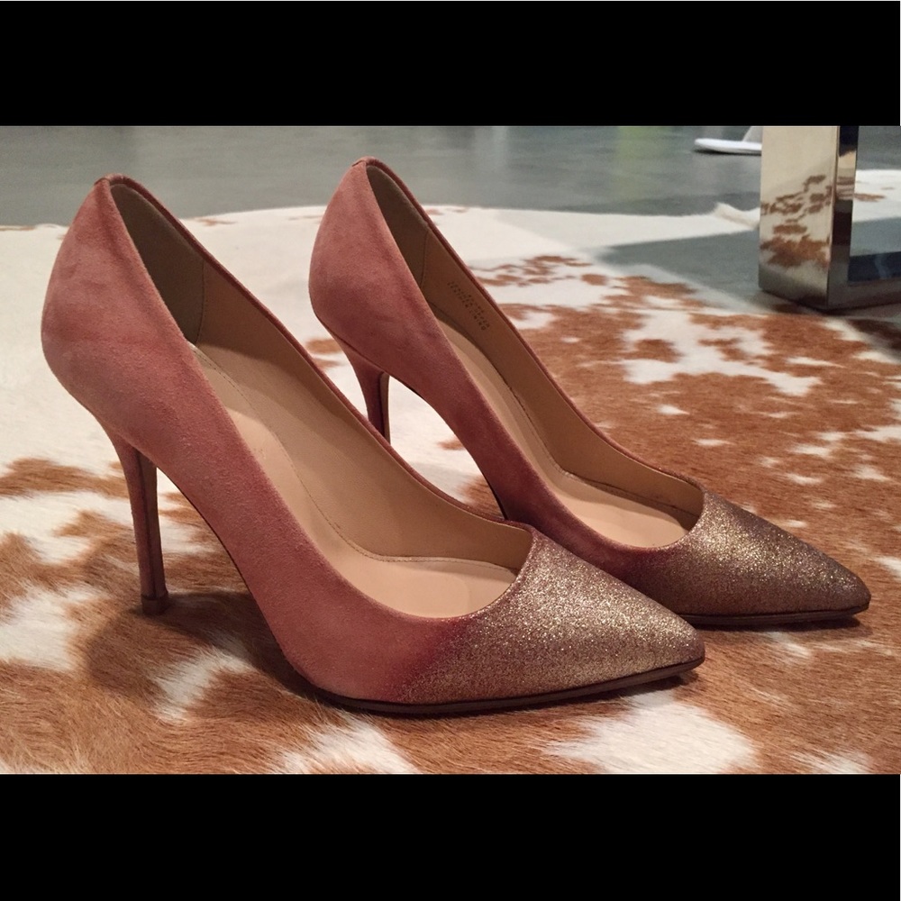 Pointed tow leather suede pumps