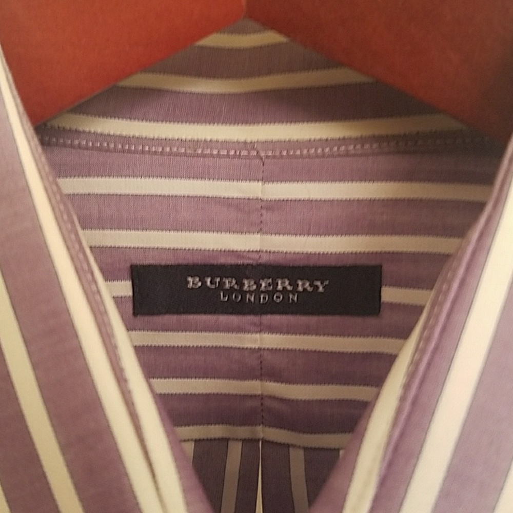 Burberry Dress Shirt (Purple and White Stripe)