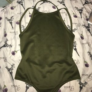 Green backless bodysuit