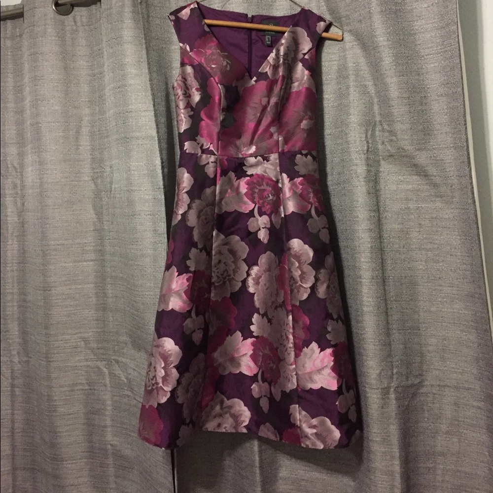 Adrianna Papell Purple Floral Evening Dress