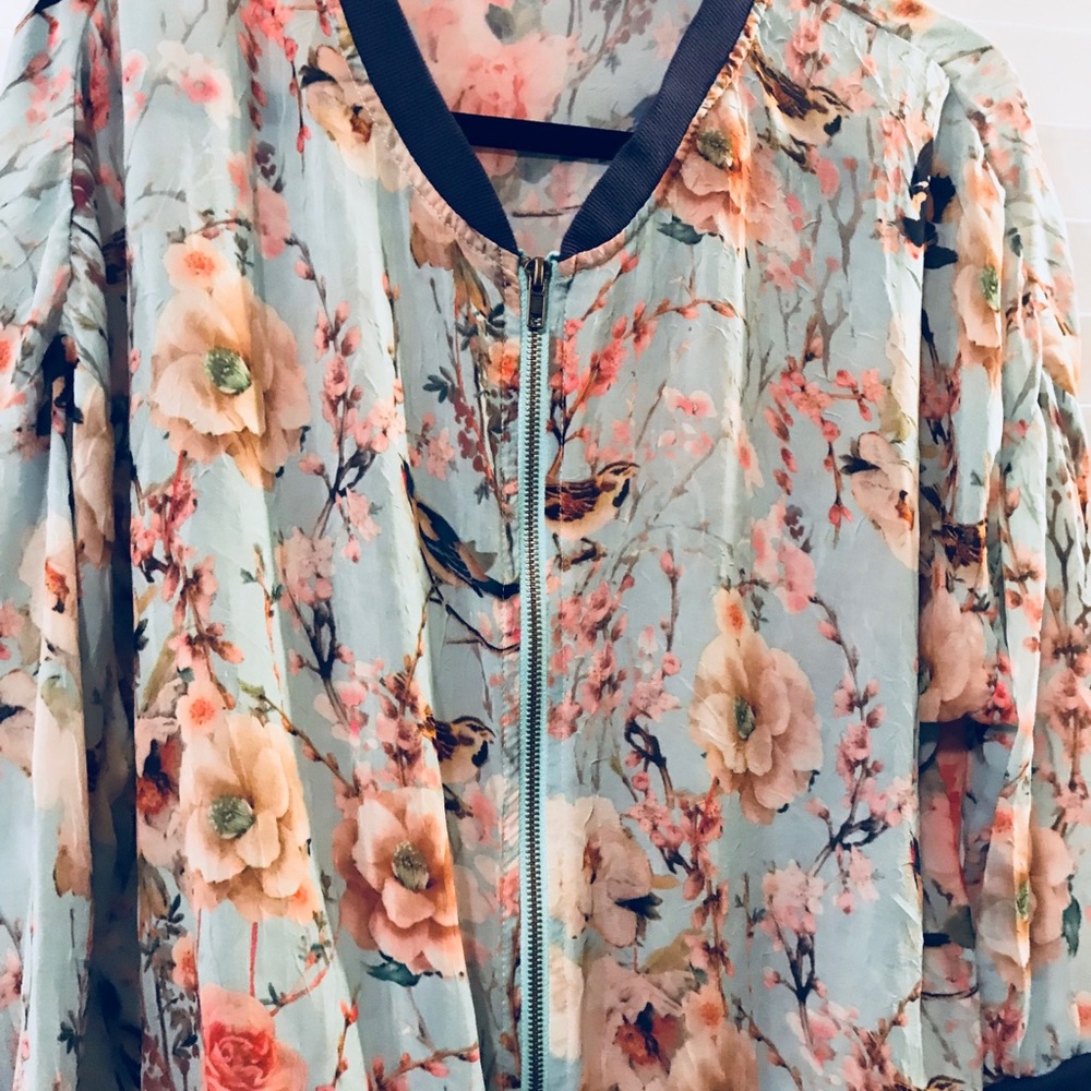 🕊Sheer zippered bomber jacket🕊