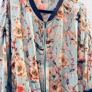 🕊Sheer zippered bomber jacket🕊