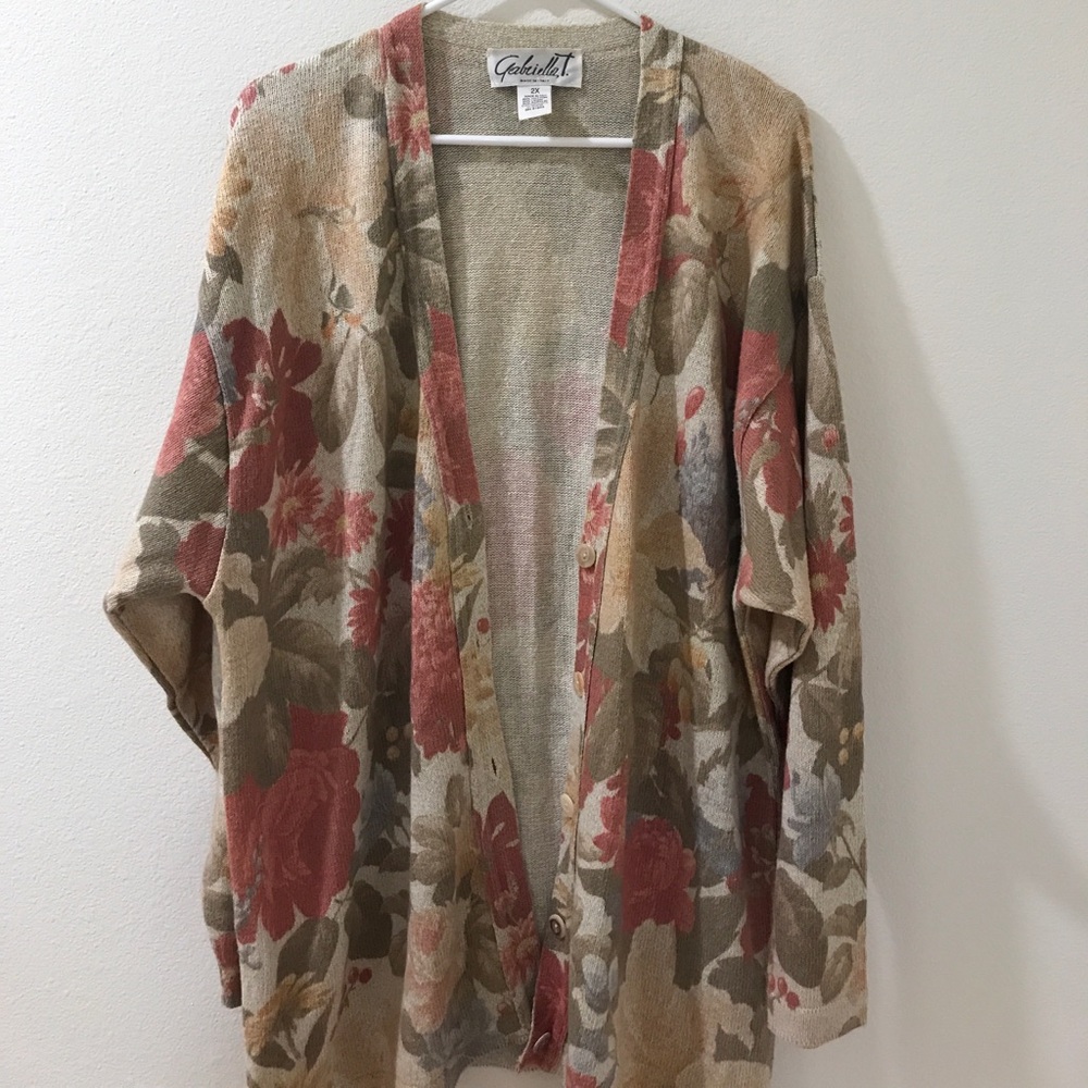 Gabriella T floral cardigan boho sweater