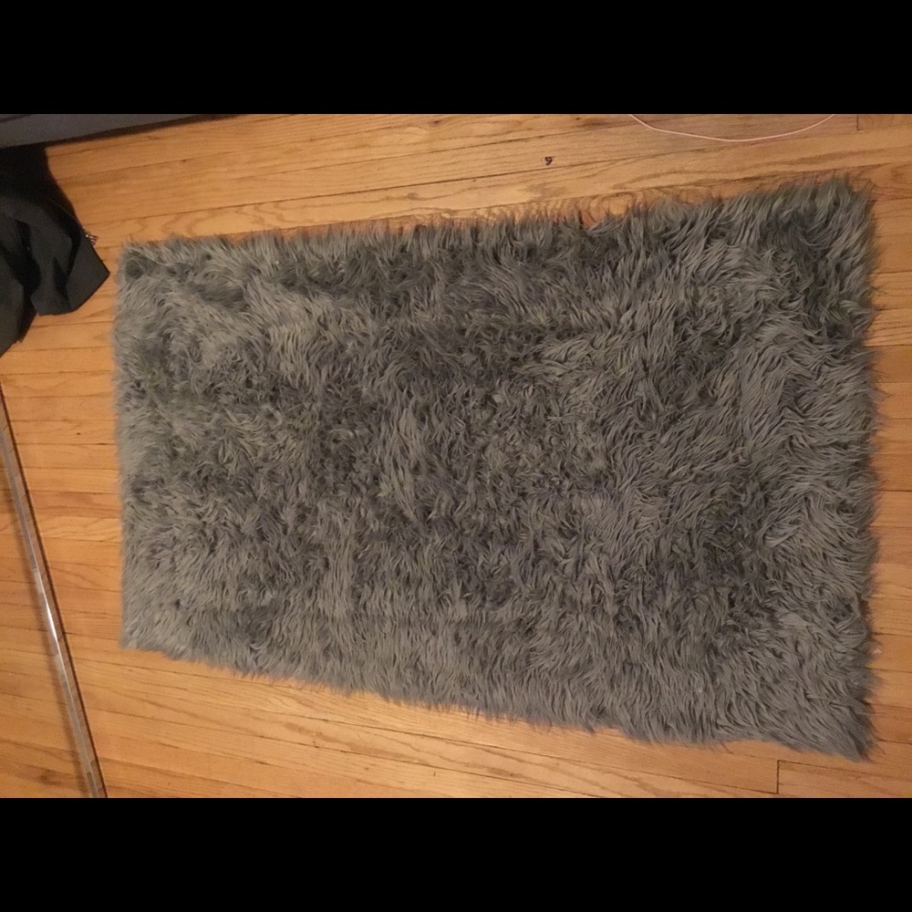 Gray Faux Fur Rug