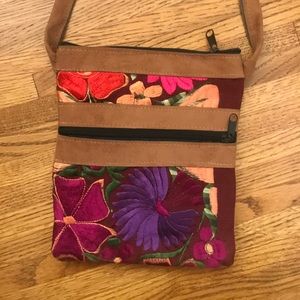 Bright, Bold Embroidered Leather Purse NWOT