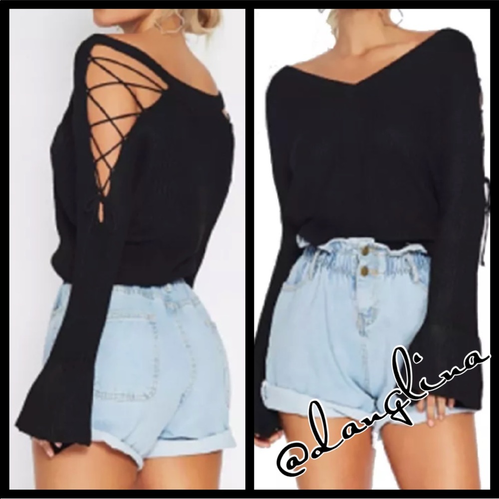 sweet&sassy lace up sweater