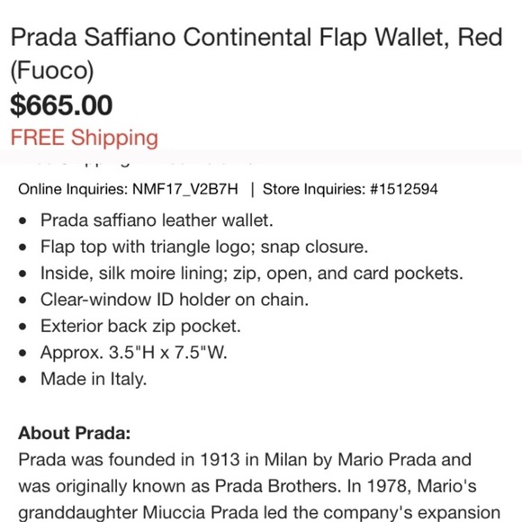 SOLD!! Authentic PRADA ‘Continental’ Wallet $665 - Picture 4 of 8