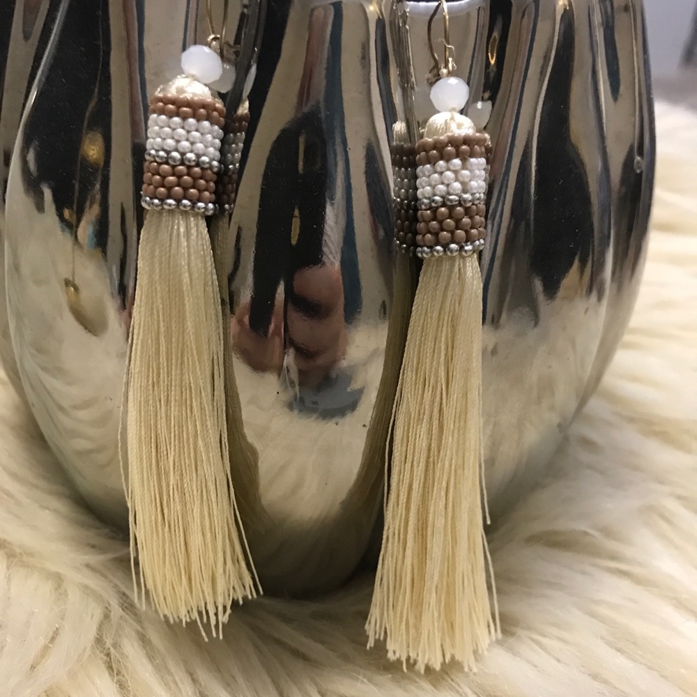 Bohemian beaded trendy long tassel drop earrings - Picture 5 of 8