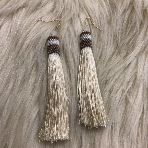 Bohemian beaded trendy long tassel drop earrings - Picture 6 of 8