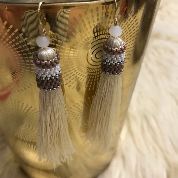 Bohemian beaded trendy long tassel drop earrings - Picture 7 of 8