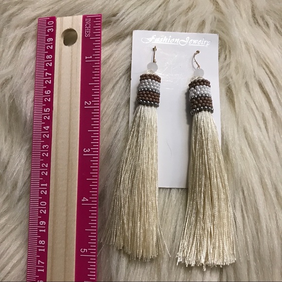 Bohemian beaded trendy long tassel drop earrings - Picture 8 of 8