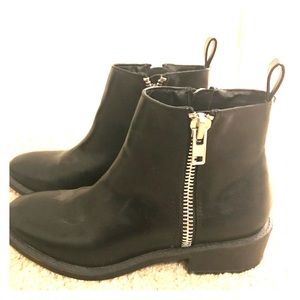 Black Leather Ankle Booties