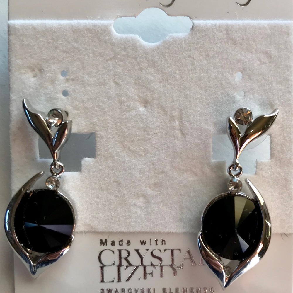 William Wang dangle earrings Swarovski black onyx