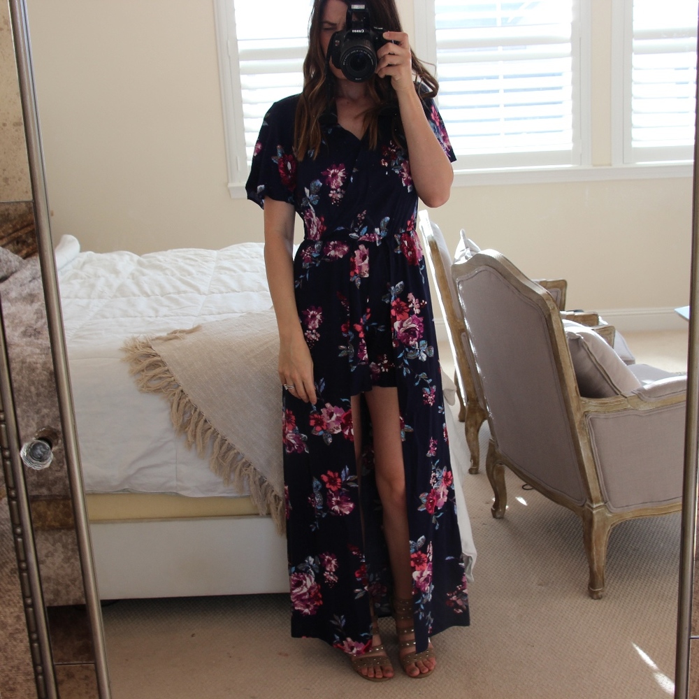 Navy Floral Walkthrough Maxi Romper