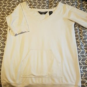 White Oversized V-Neck Hoodie Shirt