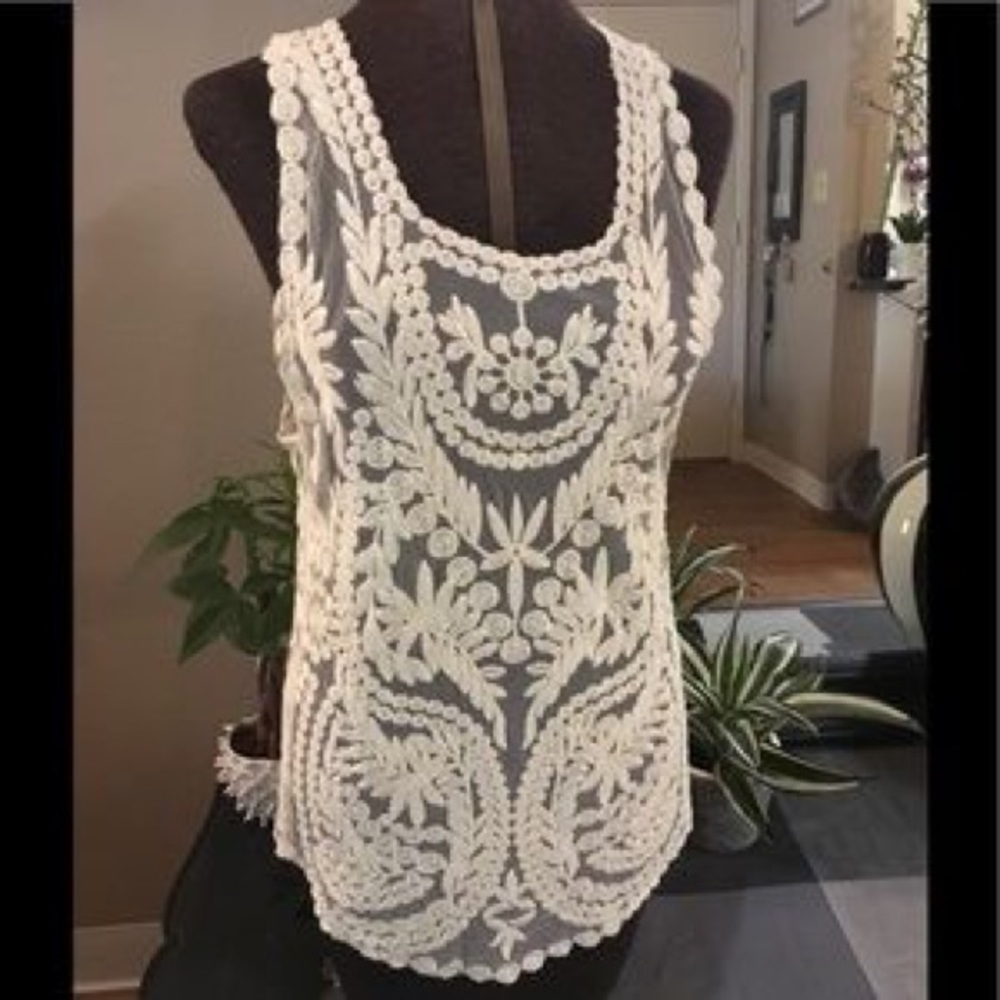 LARGE - Pink Melo White Lace Top