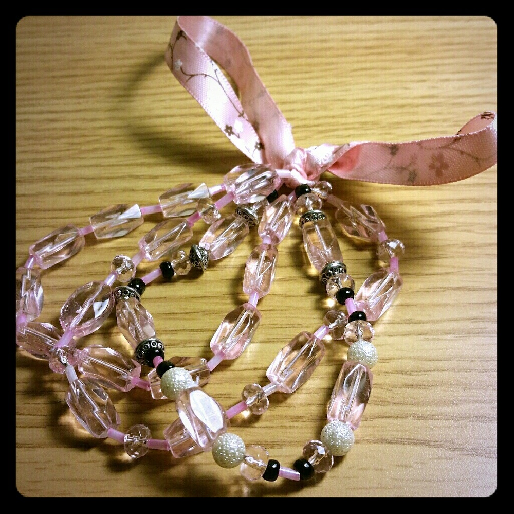 Rosy Pink Beaded Bracelet Set (3)