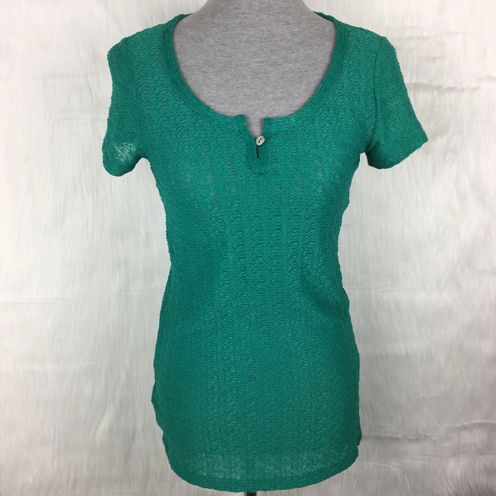 ✨BKE Green Knit Sheer Blouse