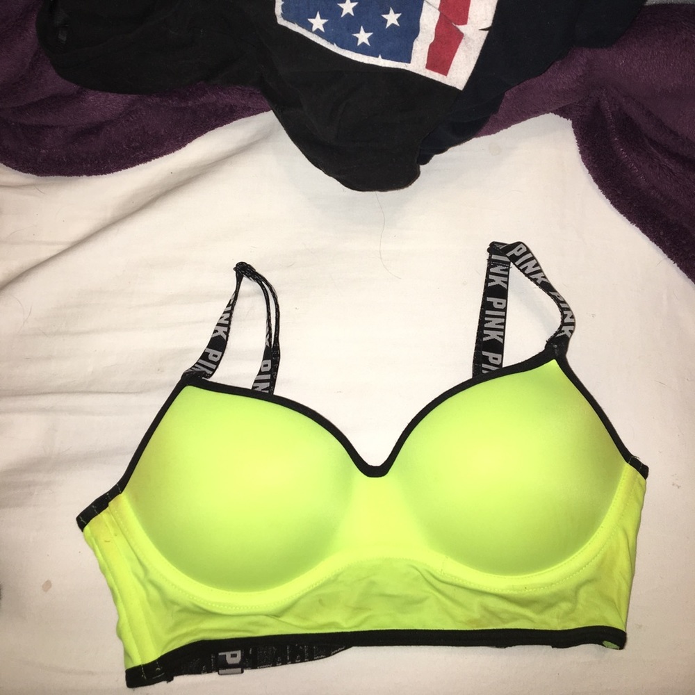 Neon yellow Victoria's Secret sports bra