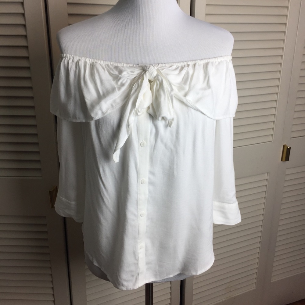 Off the Shoulder Button Up Top