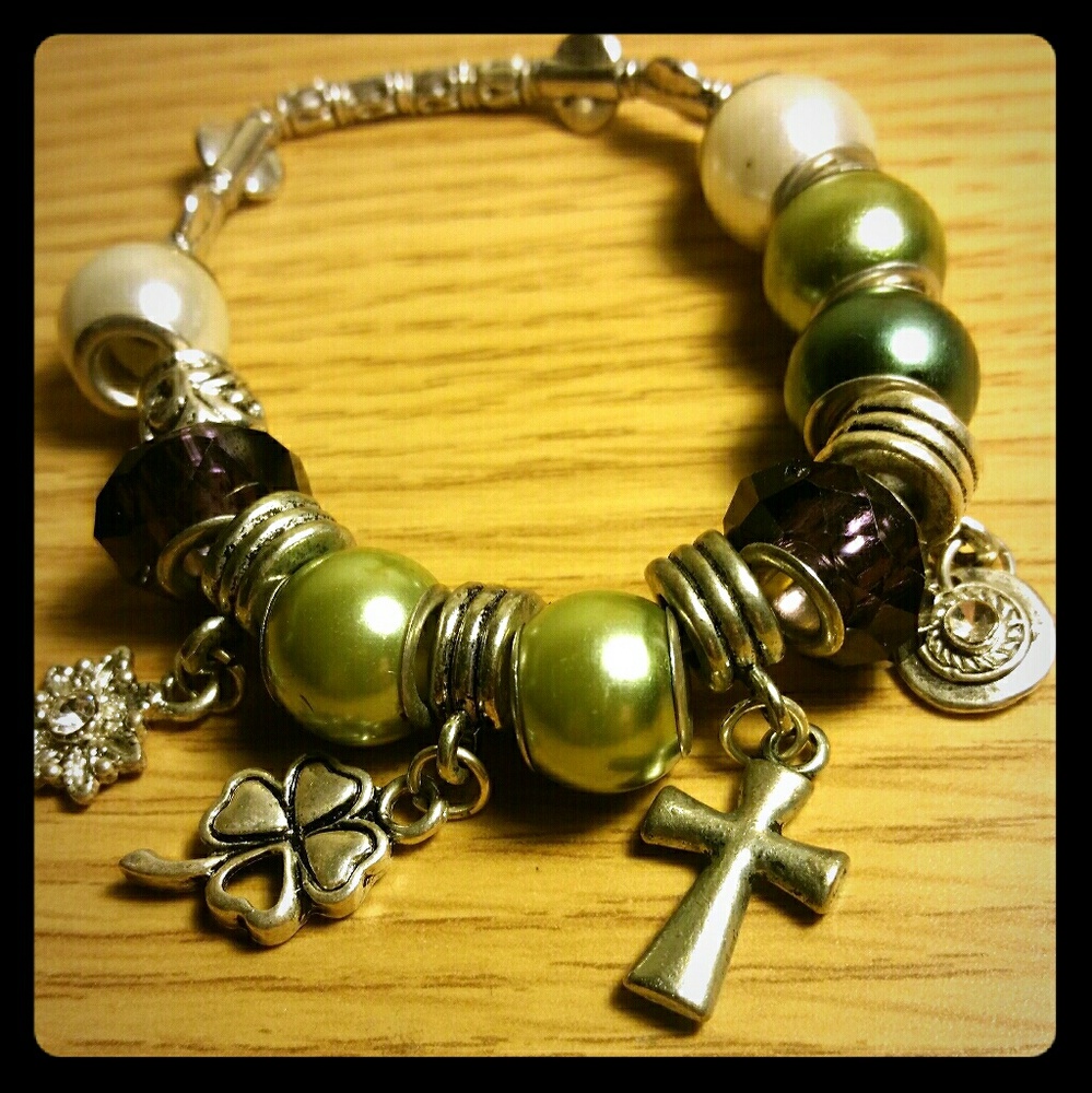 Irish Pandora charm and beaded bracelet