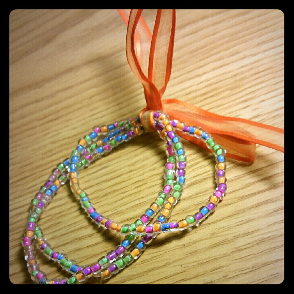 Multi colored beaded bracelet set of 3