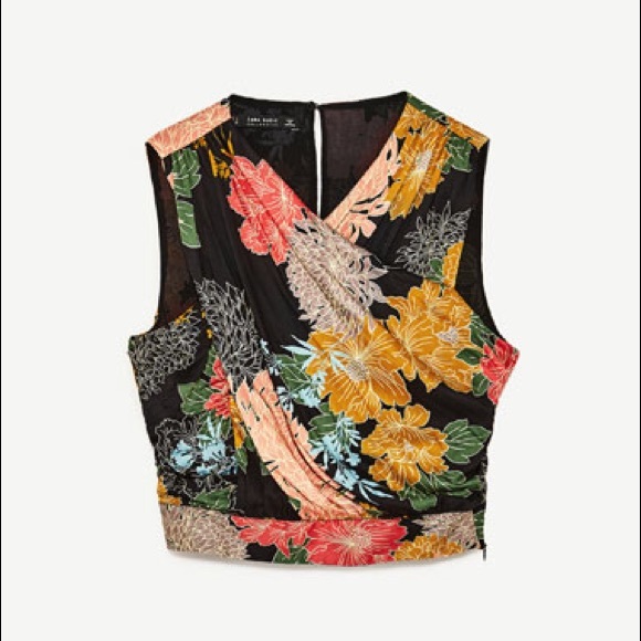 Zara Tops Zara Floral Print Cropped Top Poshmark