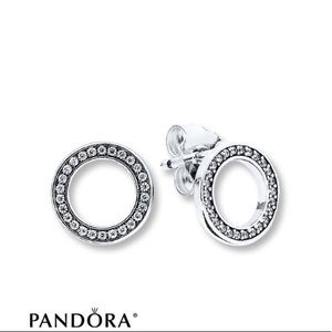 PANDORA "Forever" Sterling Silver Earrings NWOT