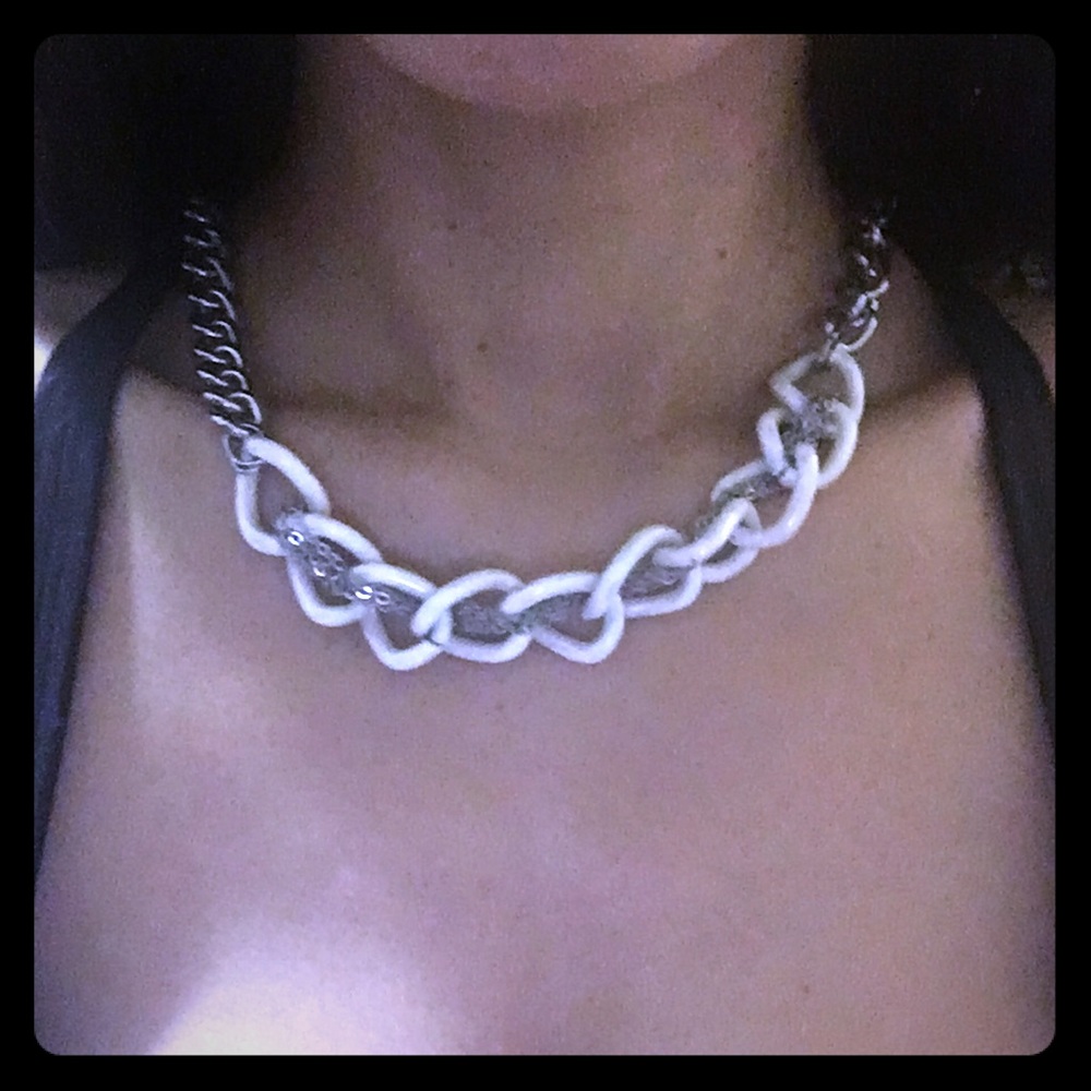 chain choker white opalescent chains