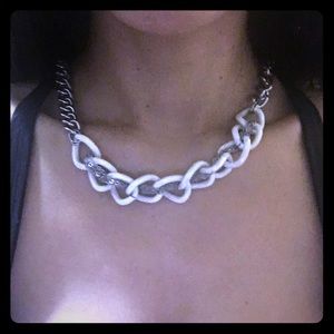 chain choker white opalescent chains