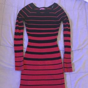 Say What? - Black/Red - Horizontal Stripe Dress
