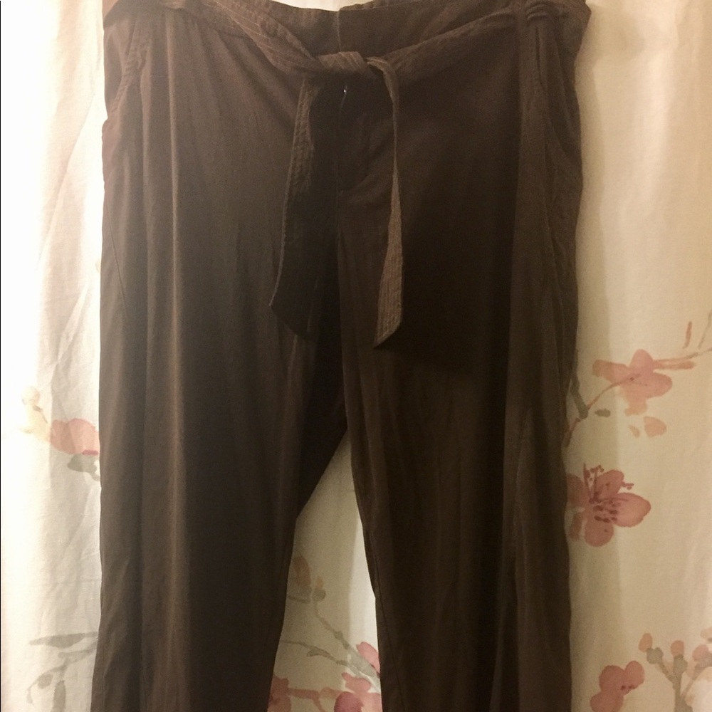 Lucy Brown Walkaround Pants with Sash Belt