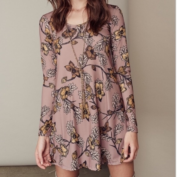 🎉HP🎉 Floral Stretch Shift DRESS Longsleeve - Picture 2 of 6