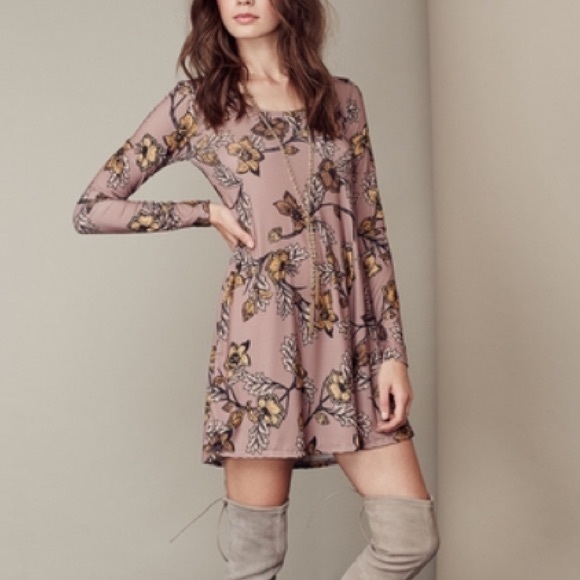 🎉HP🎉 Floral Stretch Shift DRESS Longsleeve - Picture 5 of 6