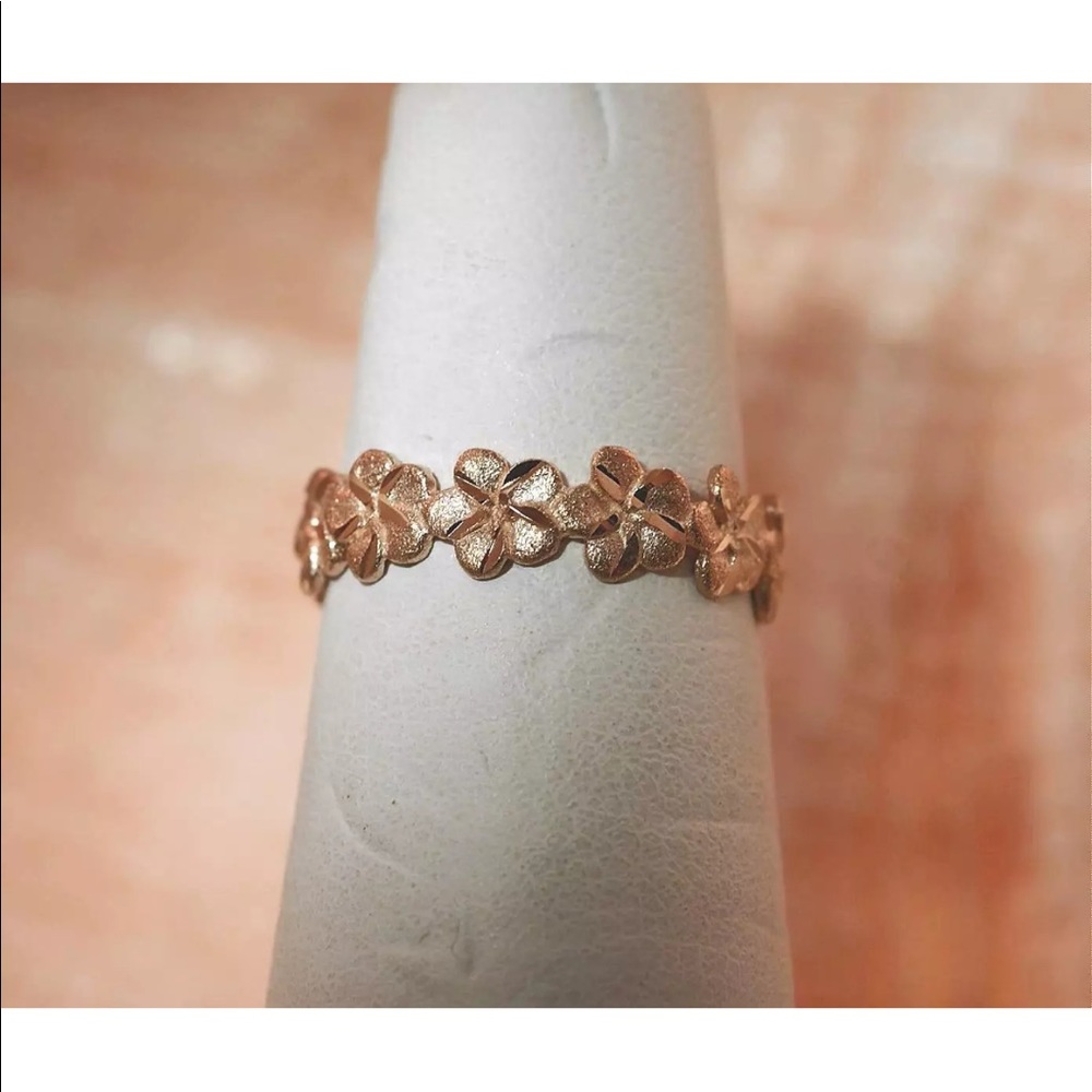 14k rose gold plumeria ring