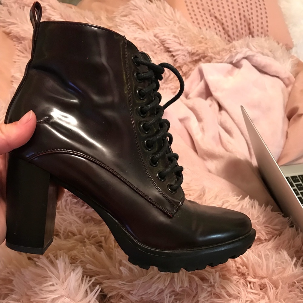 PRICE DROP! Black Burgundy Laced Up Booties