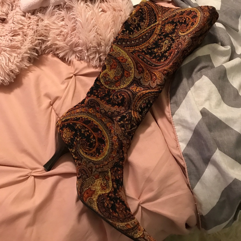 Diba Amber Brown Patterned Tall Boots