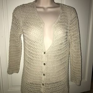 Eddie Bauer Tan Crocheted Sweater, Size Med. Used