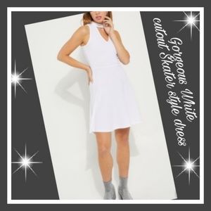 Beautiful White Skater Dress W/Choker style
