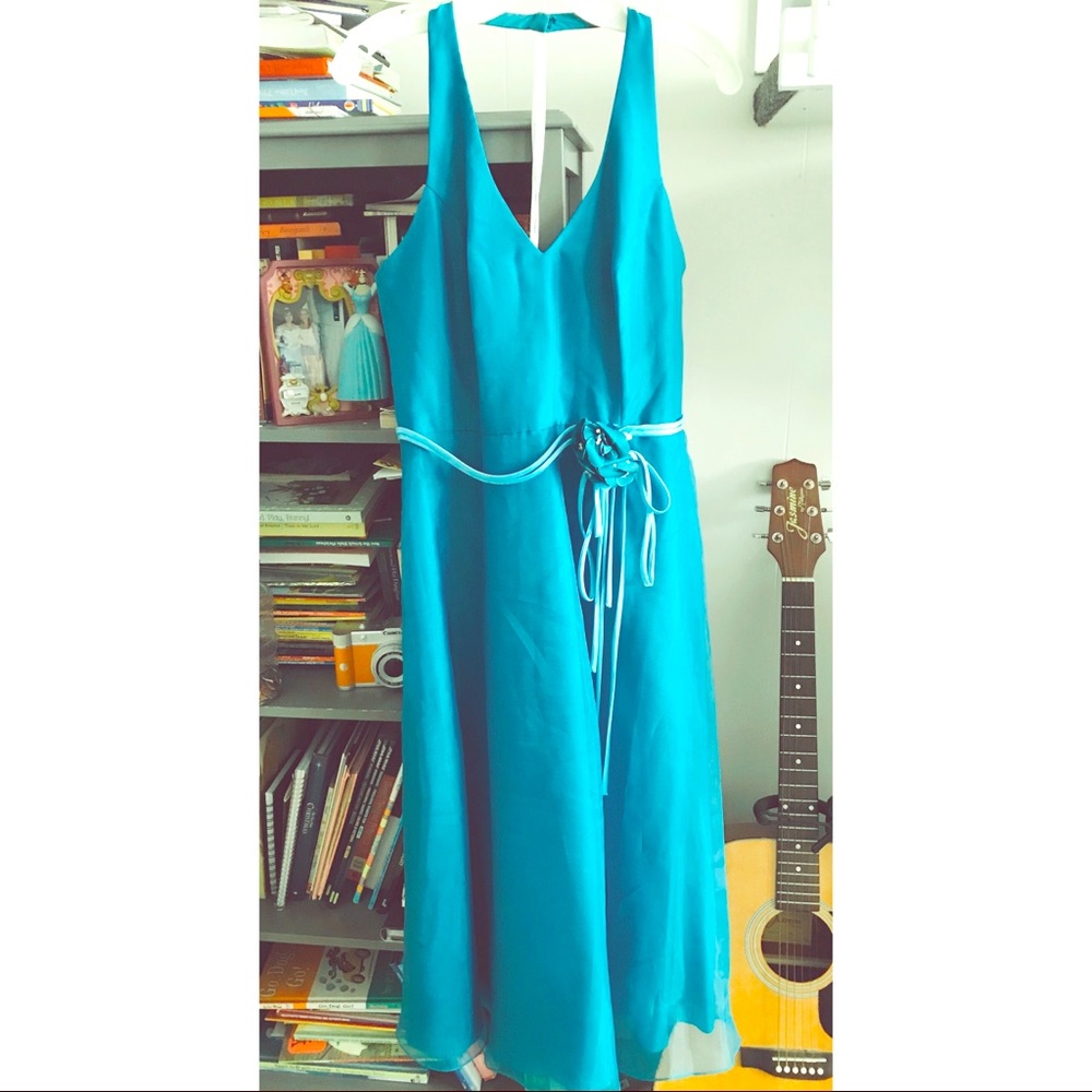 Fun Halter Bridesmaid Dress with Flower Decal