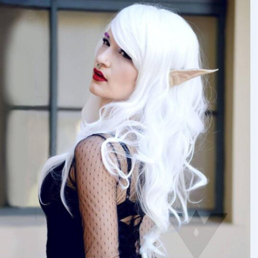 white cosplay wig synthetic