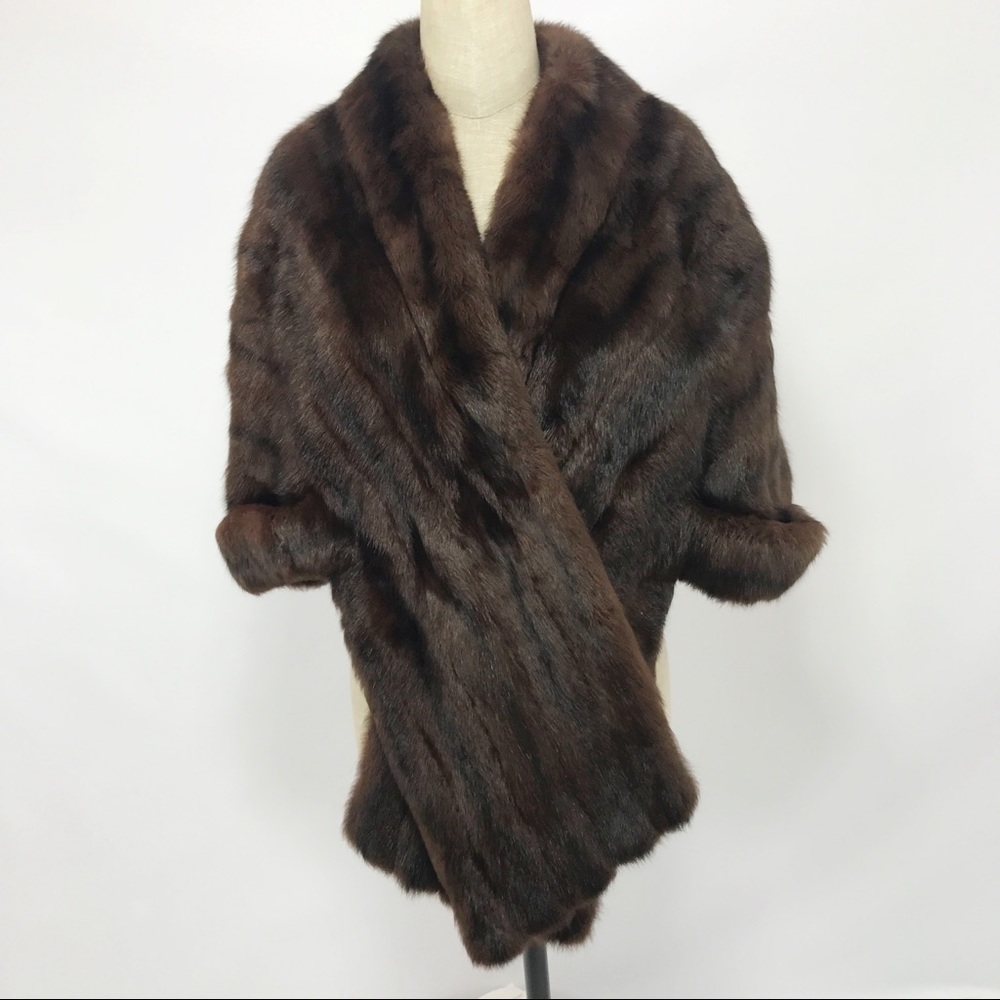 1940s Marshall Fields Mahogany Mink Capelet/Stole