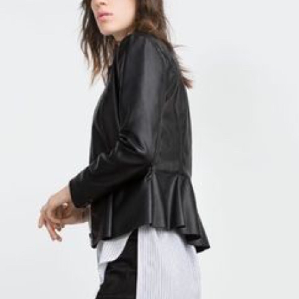 Zara Faux Leather Peplum Jacket