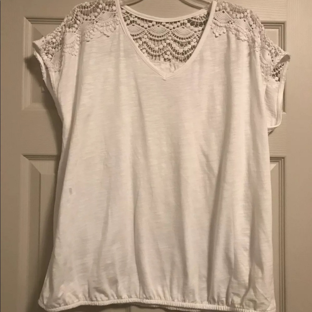 SONOMA 'LIFE & STYLE" WOMANS LACE COTTON WHITE TOP