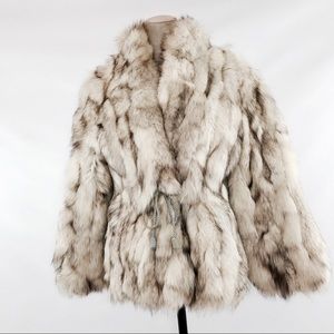 Silver Blue Fox Fur Coat w/ Drawstring Waist