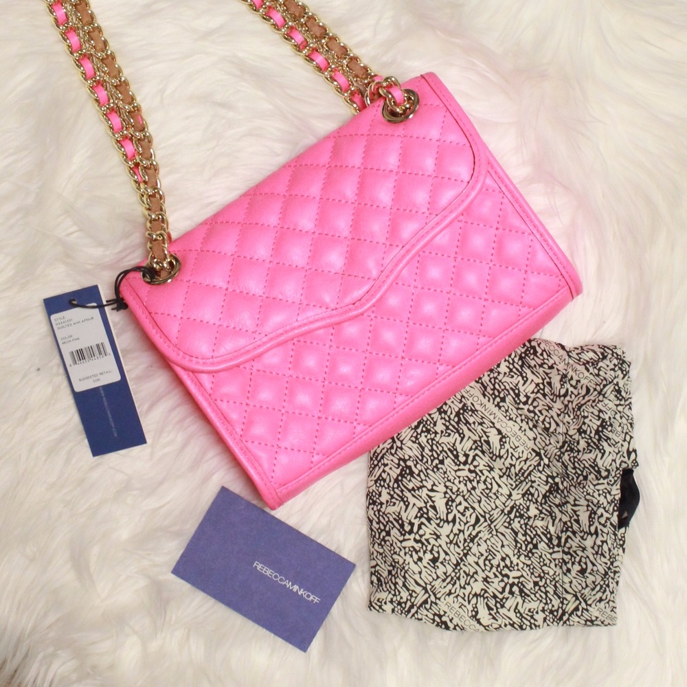 NWT Rebecca Minkoff Quilted Affair Mini(neon pink)