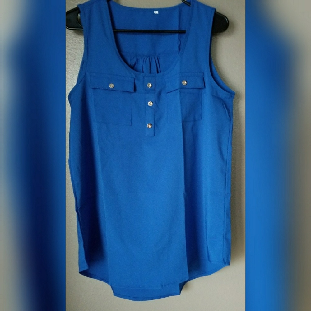 Royal Blue Sleeveless Blouse Large