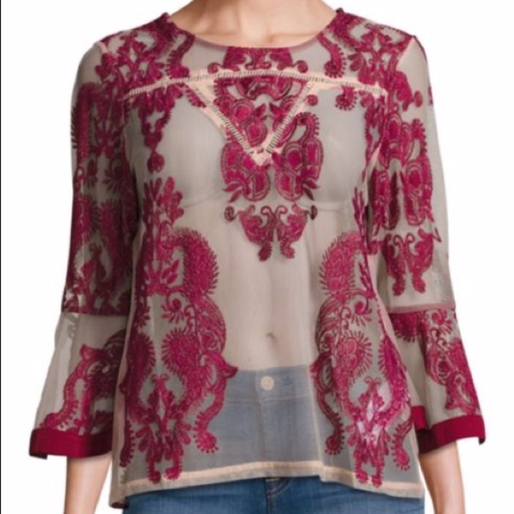 MINKPINK Sweetest Sound Embroidered Blouse